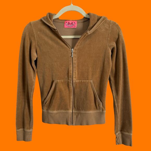 00's vintage tan velour y2k track jacket Petite XS juicy couture - Picture 3 of 8